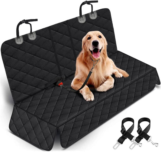 Waterproof Dog Car Seat Cover – Non-Slip Back Seat Protector for Cars, SUVs & Trucks – Durable Pet Bench Cover with Middle Armrest Fit – Black